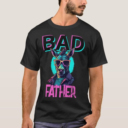 Badass Father Funny Donkey Coole Sonnenbrille Pun T-Shirt (Vorderseite)