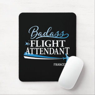 Badass Flight Attendant personalisieren Black Mousepad