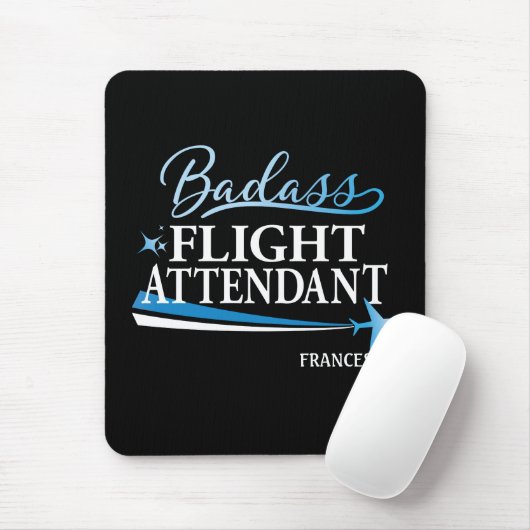 Badass Flight Attendant personalisieren Black Mousepad (Mit Mouse)