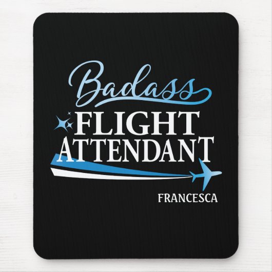 Badass Flight Attendant personalisieren Black Mousepad (Vorne)