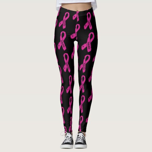Badass/gerissene Schleife...Brustkrebs-Leggings Leggings (Vorderseite)
