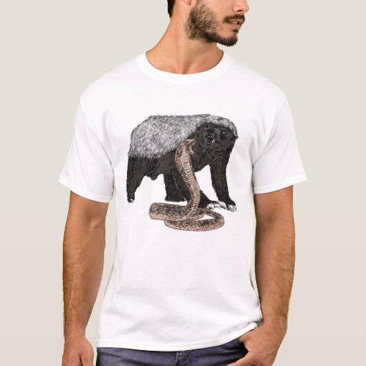 Badass Honey Badger & Cobra Snake Funny Art Art T-Shirt (Vorderseite)