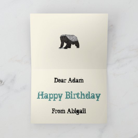 Badass Honey Badger Fearless Attitude Karte (Innenseite)