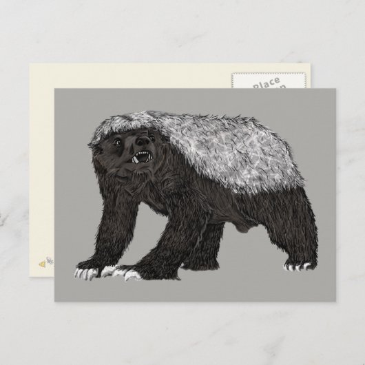 Badass Honey Badger Fearless Attitude Postkarte (Vorne/Hinten)