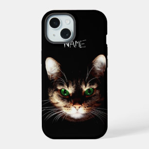 Badass Katzen - Grüne Augen Personalisiert iPhone 15 Hülle