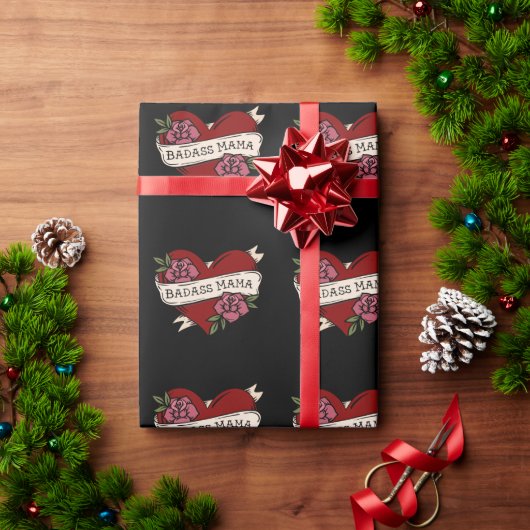 Badass Mama Tattoo Flash Wrapping Paper Geschenkpapier (Feiertagsgeschenk)