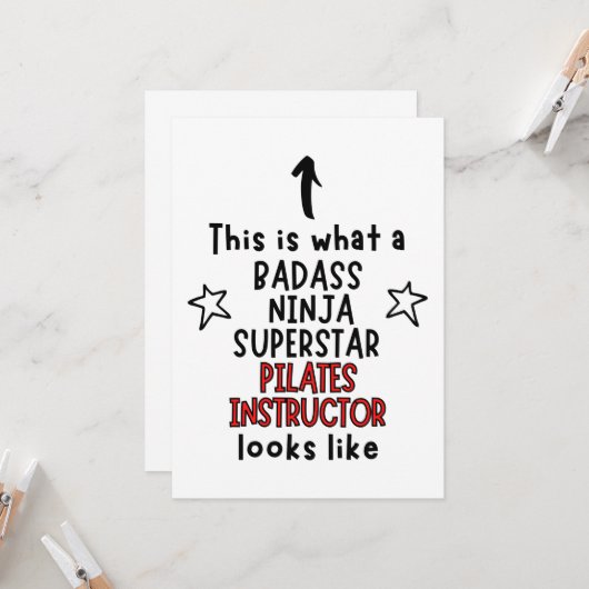 Badass, Ninja, Superstar, Pilates Instructor Karte (Vorderseite/Rückseite Beispiel)