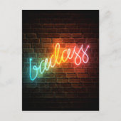 Badass Rainbow Neon Sign Postkarte (Vorderseite)