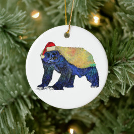 Badass Santa Honey Badger Psychedelic Keramik Ornament