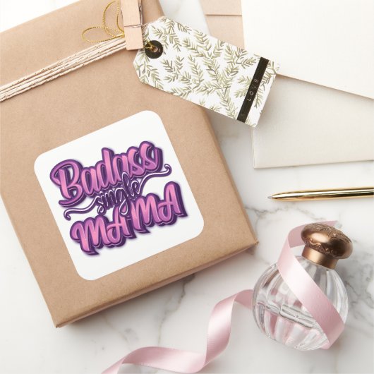 Badass Single Mama Quadratischer Aufkleber (Schenken)