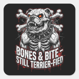 Badass Skeleton Bulldog Gothic Quadratischer Aufkleber