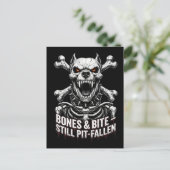 Badass Skeleton Bulldog Gothic Skull Postkarte (Stehend Vorderseite)