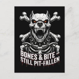 Badass Skeleton Bulldog Gothic Skull Postkarte