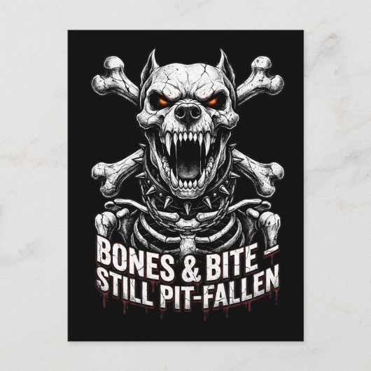 Badass Skeleton Bulldog Gothic Skull Postkarte (Vorderseite)