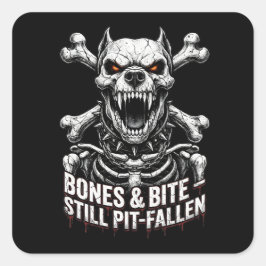Badass Skeleton Bulldog Gothic Skull Quadratischer Aufkleber