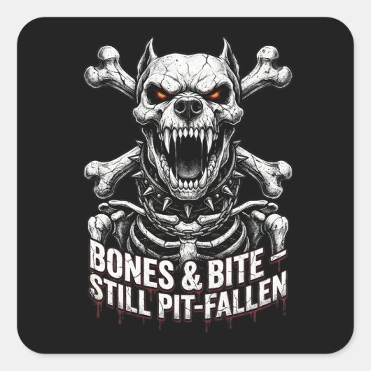 Badass Skeleton Bulldog Gothic Skull Quadratischer Aufkleber (Vorderseite)