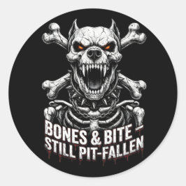 Badass Skeleton Bulldog Gothic Skull Runder Aufkleber