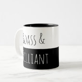 Badass u. glänzender Morgen Zweifarbige Tasse (Vorderseite Links)