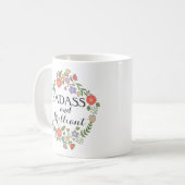 Badass und glänzender lustiger Hipster-Spaß mit Kaffeetasse (Vorderseite Links)