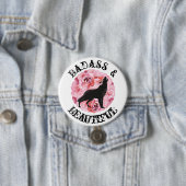 Badass und schöner schwarzer Wolf und Rosen-Knopf Button (Beispiel)