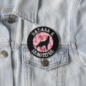 Badass und schöner Wolf und Rosen-schwarzer Knopf Button (Beispiel)