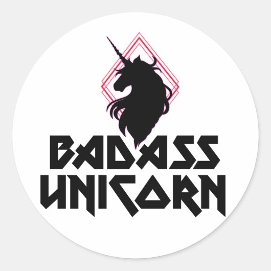 Badass Unicorn Runder Aufkleber (Vorderseite)