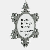 Badasswriter-Baum-Ornament - ich schrieb Schneeflocken Zinn-Ornament (Links)