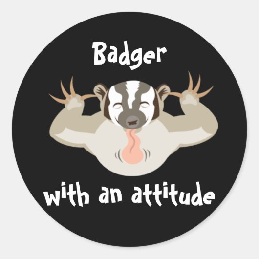 Badating Badger_Badger mit Einstellung Runder Aufkleber (Vorderseite)