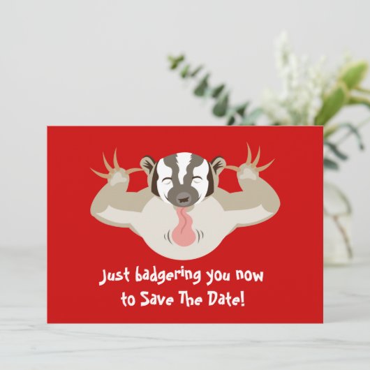 Badating Badger Save the Date (Stehend Vorderseite)