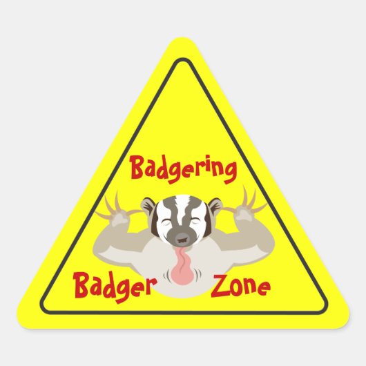 Badating Badger Zone - Straßensignierstil Dreieckiger Aufkleber (Vorderseite)