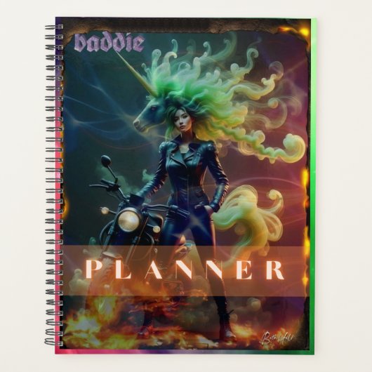 Baddie Unicorn Biker Planner Planer (Vorderseite)