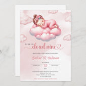 Badefarbe schlafende Babywolke neun Einladung (Vorne/Hinten)