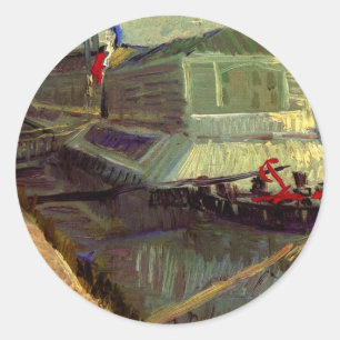 Badefloß an der Seine Asniere von Vincent van Gogh Runder Aufkleber