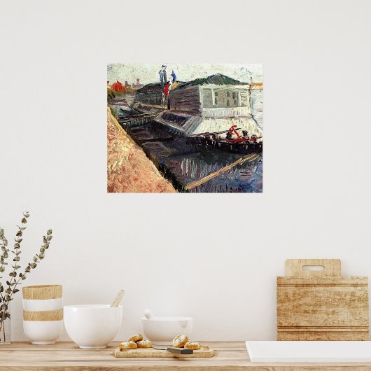 Badefloß an der Seine in Asniers, Poster (Küche)