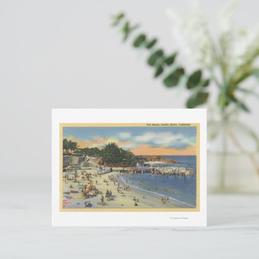 Badegäste und Badegäste am Strand Postkarte (Stehend Vorderseite)