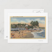 Badegäste und Sonnenschirme am Strand Postkarte (Vorne/Hinten)