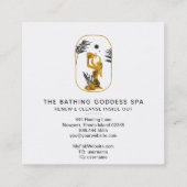*~* Badegöttin mit Palm-Blätter Wasserurm Quadratische Visitenkarte (Rückseite)