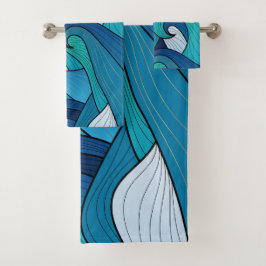 Badehandtuch - Blaue Blume Badhandtuch Set