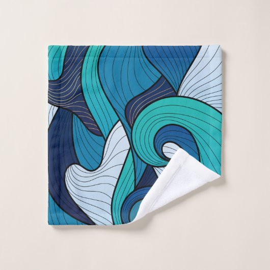 Badehandtuch - Blaue Blume Badhandtuch Set (Waschlappen)