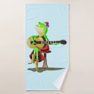 Badehandtuch-Set für Kinder Frosch spielt Gitarre Badhandtuch Set
