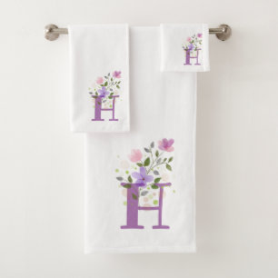 Badehandtuch-Set mit anfänglichem Buchstaben H und Badhandtuch Set