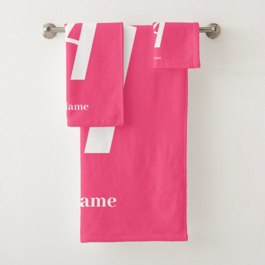 Badehandtuch-Set mit rosa Monogramm und Namen Badhandtuch Set (Insitu)