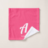 Badehandtuch-Set mit rosa Monogramm und Namen Badhandtuch Set (Waschlappen)