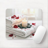 Badehandtücher mit roten Rosenblättern und Herzen Mousepad (Mit Mouse)