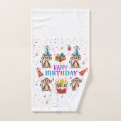 Badehandtücher-Sets, Happy Birthday Monkey Cupcake Badhandtuch Set (Handtuch)