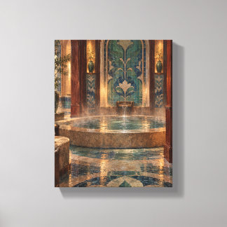 Badehaus aus Rosenholz mit Jadmosaik Leinwanddruck