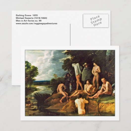 Badelandschaft von Michael Sweerts Postkarte (Vorne/Hinten)