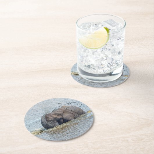 Badelephant Runder Pappuntersetzer (Vor Ort)