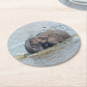 Badelephant Runder Pappuntersetzer (Angewinkelt)