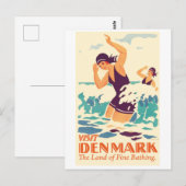 Bademädchen in Dänemark Postkarte (Vorne/Hinten)